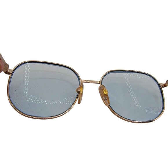 Blue Mayra II Large Frames Eyeglasses Blue Light Filtering Gold Tone w/ Case Vtg - Picture 5 of 12